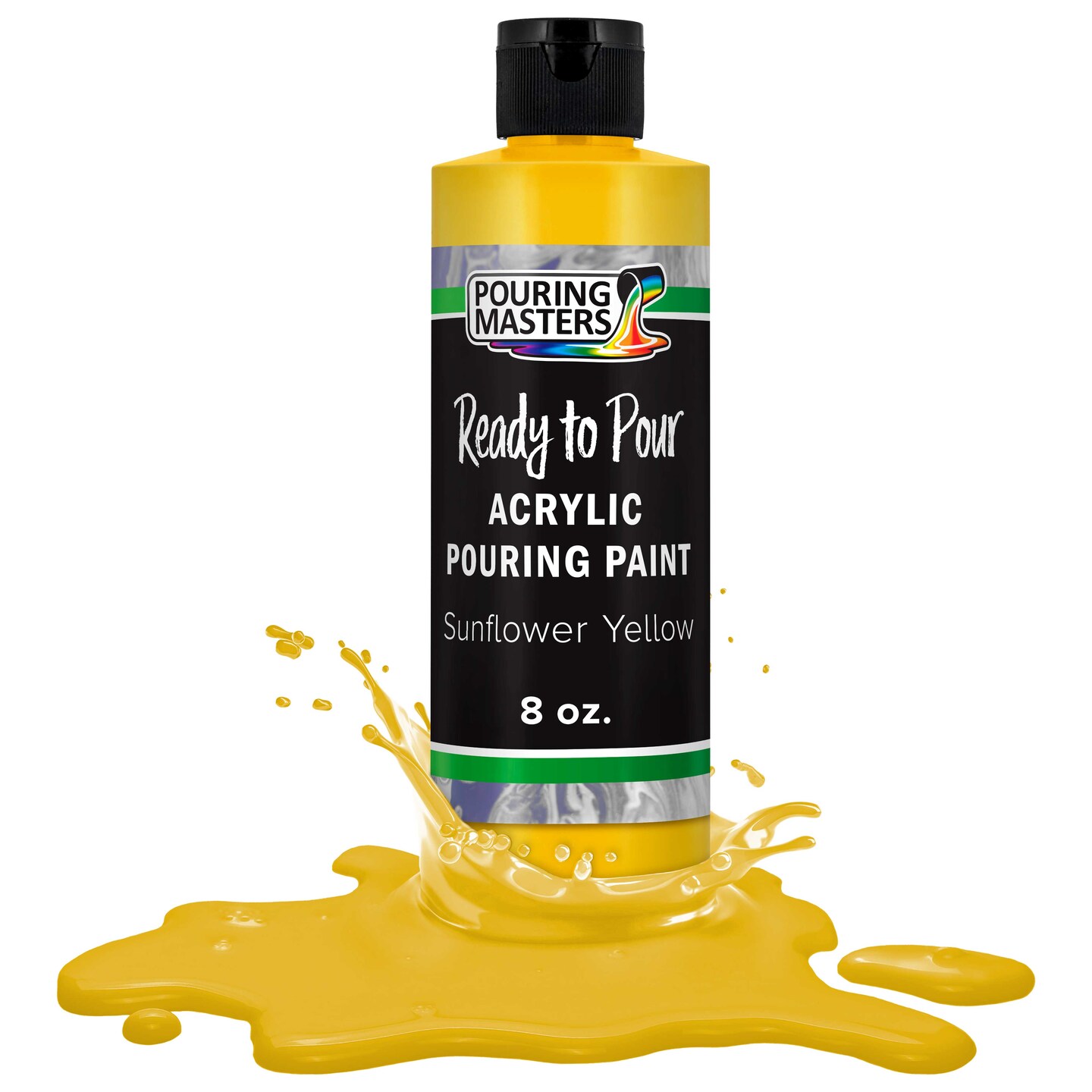 Pouring Masters Sunflower Yellow Ready to Pour Acrylic Pouring Paint - Premium 8-Ounce Pre-Mixed Fluid Acrylic Paint - Fluid Art Supplies for Canvas, Wood, Paper, Tile & Rocks