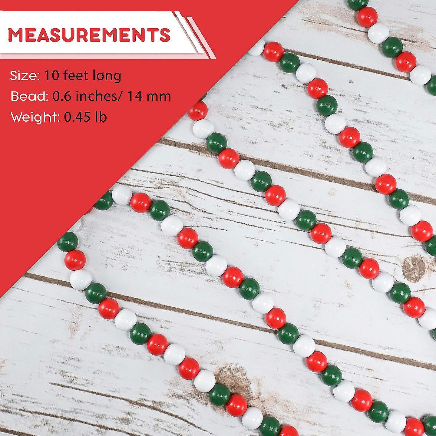 Red and Green Garland Christmas Wooden Beaded Garland Tree Decorations