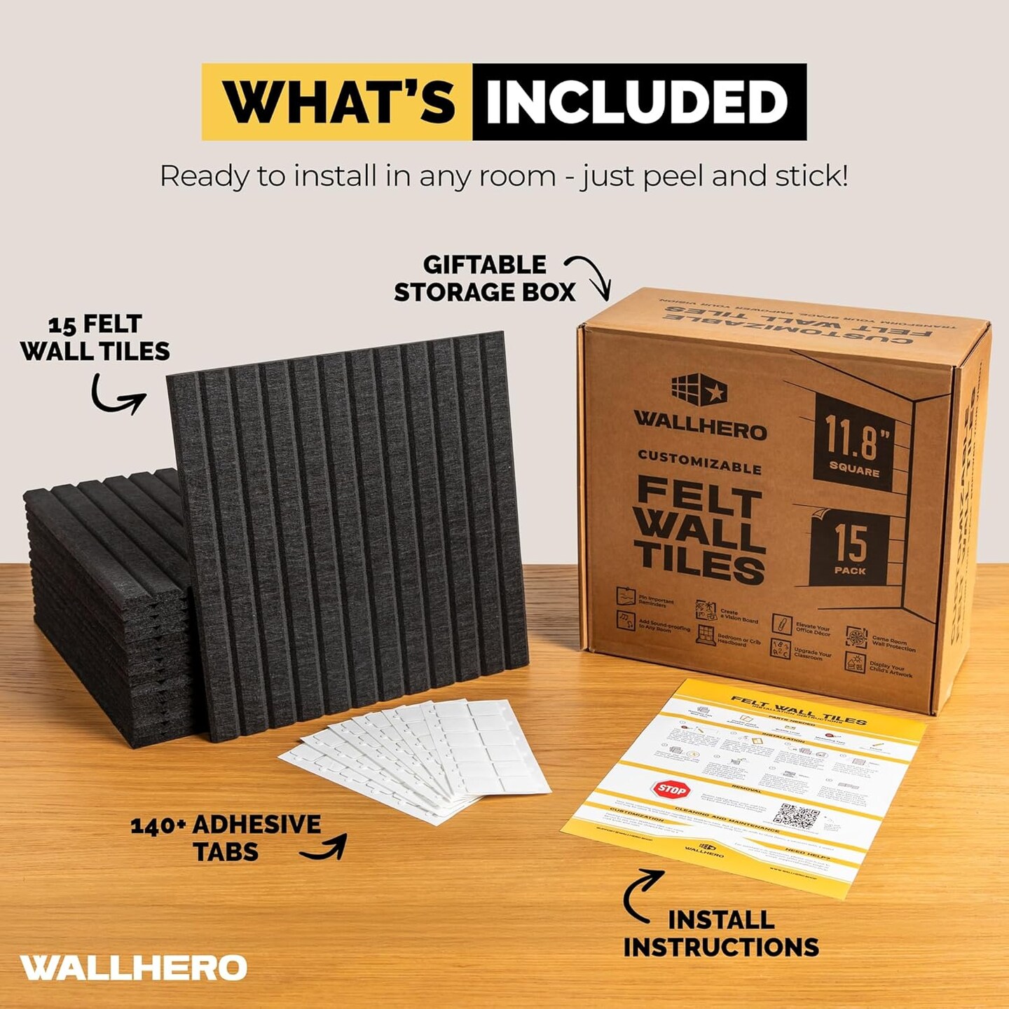 15 Pack Large Bulletin Board, Tack Board, 59"x36(Black Slats)