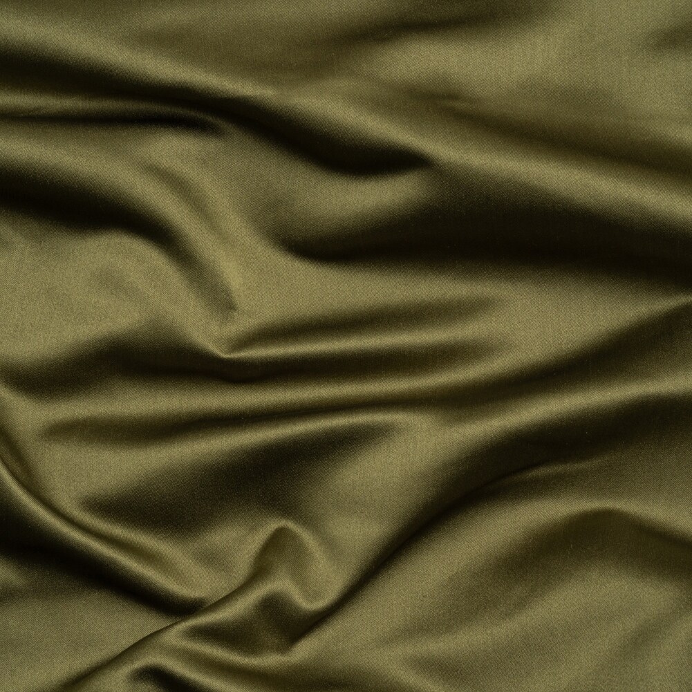 1 Yard Moss Green Silk Duchesse Satin Luxury Fashion Fabric, 59 Inches Width