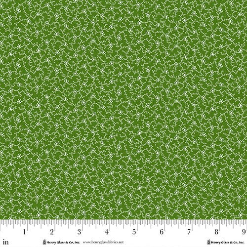 Fabric Henry Glass Green Rambling Dots Frosty and Forest Friends by the Quarter Yard 2046-66