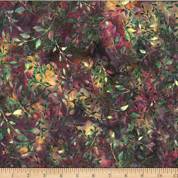 Fabric Hoffman Christmas Leafy Fauna Bali Batiks by the Quarter Yard X2617-161