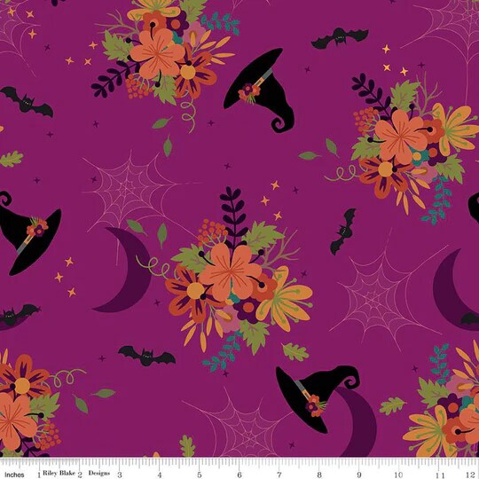 Fabric Riley Blake Magenta Main Little Witch by the Quarter Yard C14560-MAGENTA