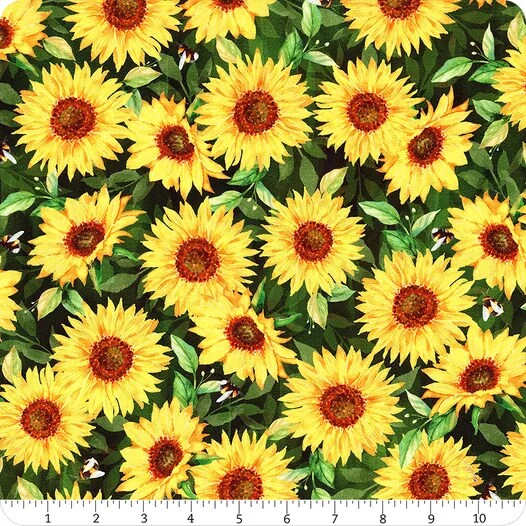 Fabric Hoffman Hunter Sunflower Flower Shoppe by the Quarter Yard W5478-60