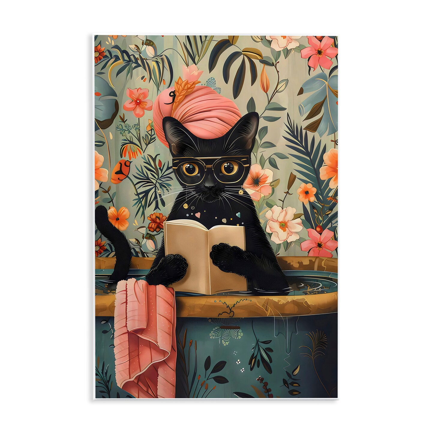 Stupell Industries Kitty Wash Day Bathtub Wall Plaque, design by LSR Design Studio