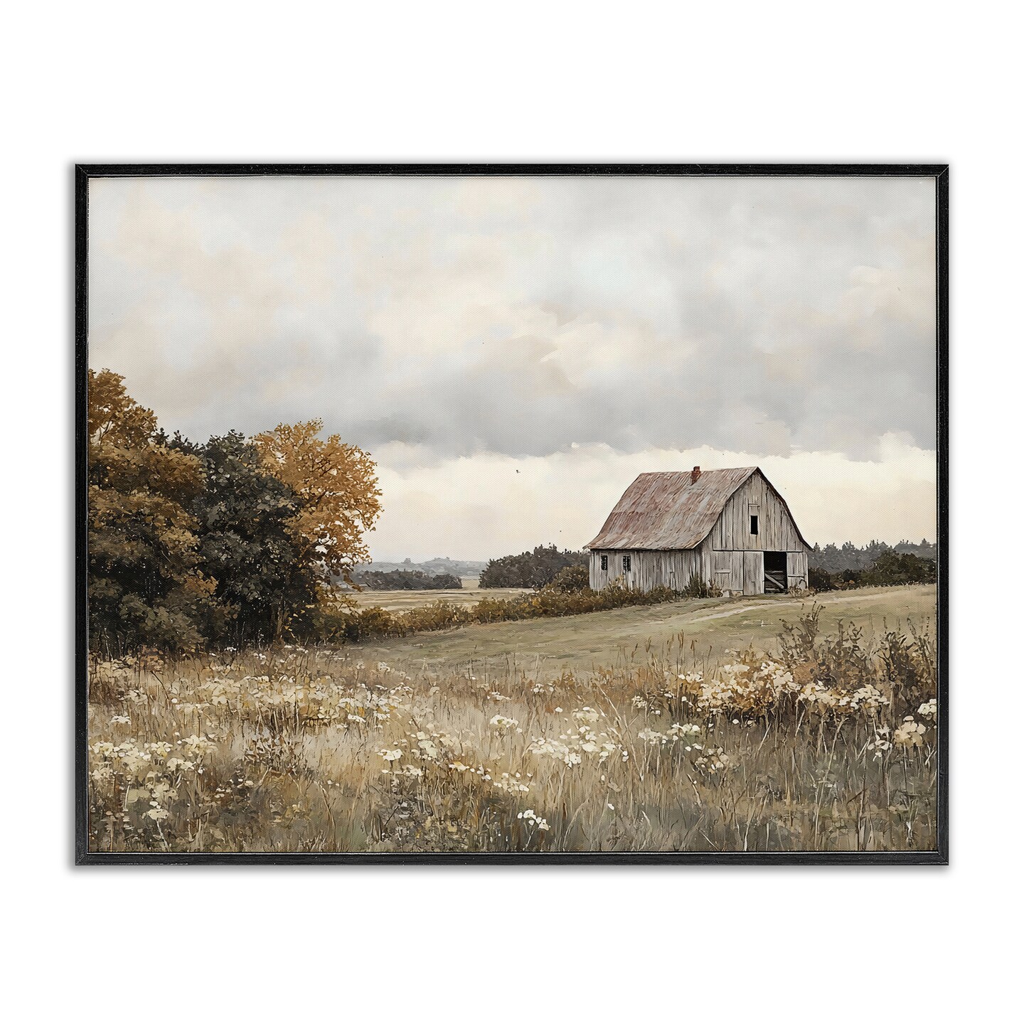Stupell Industries Muted Autumn Barn Meadow Framed Giclee, design by LSR Design Studio