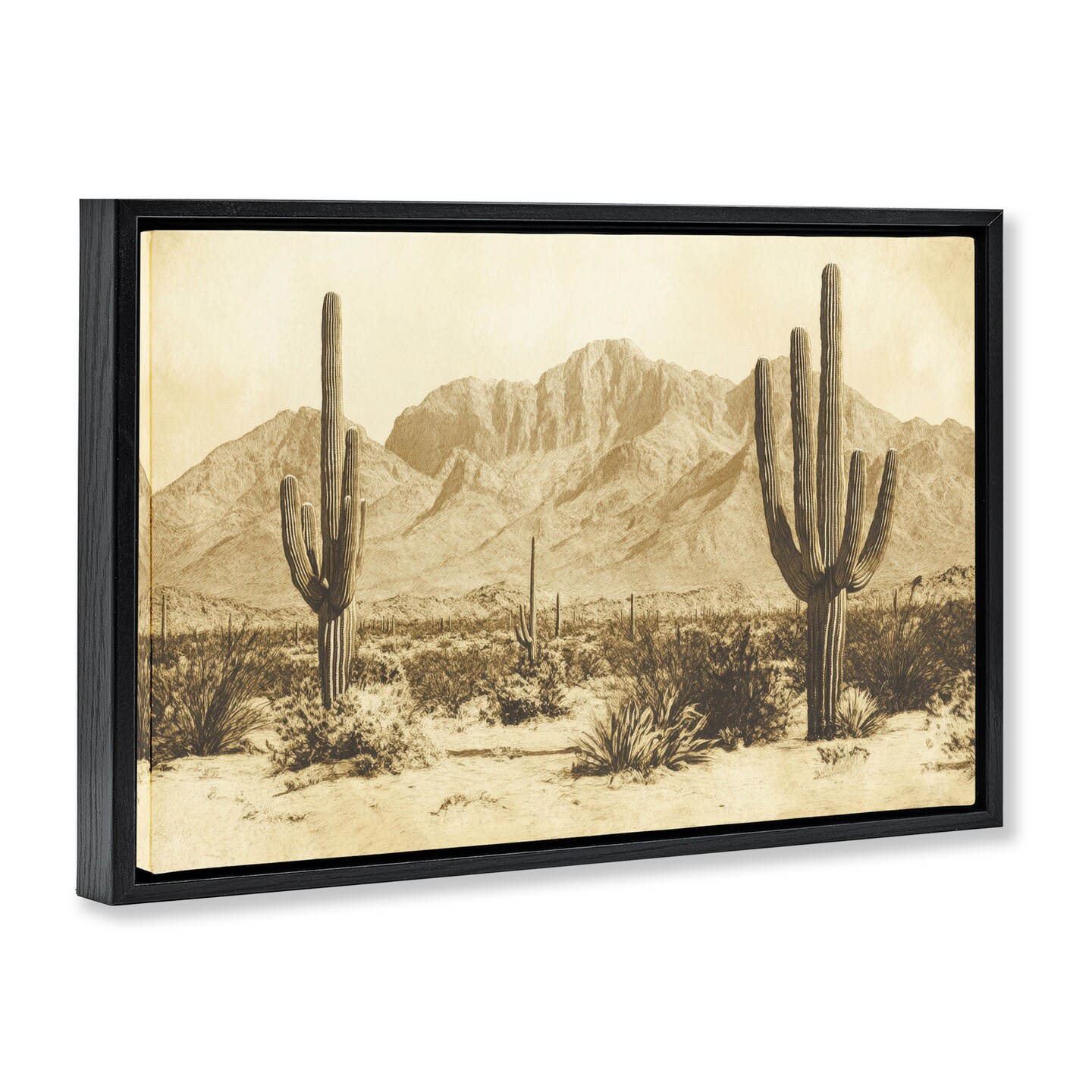 Stupell Industries Desert Landscape Vintage Sepia Floating Frame, design by Petal Prints Design