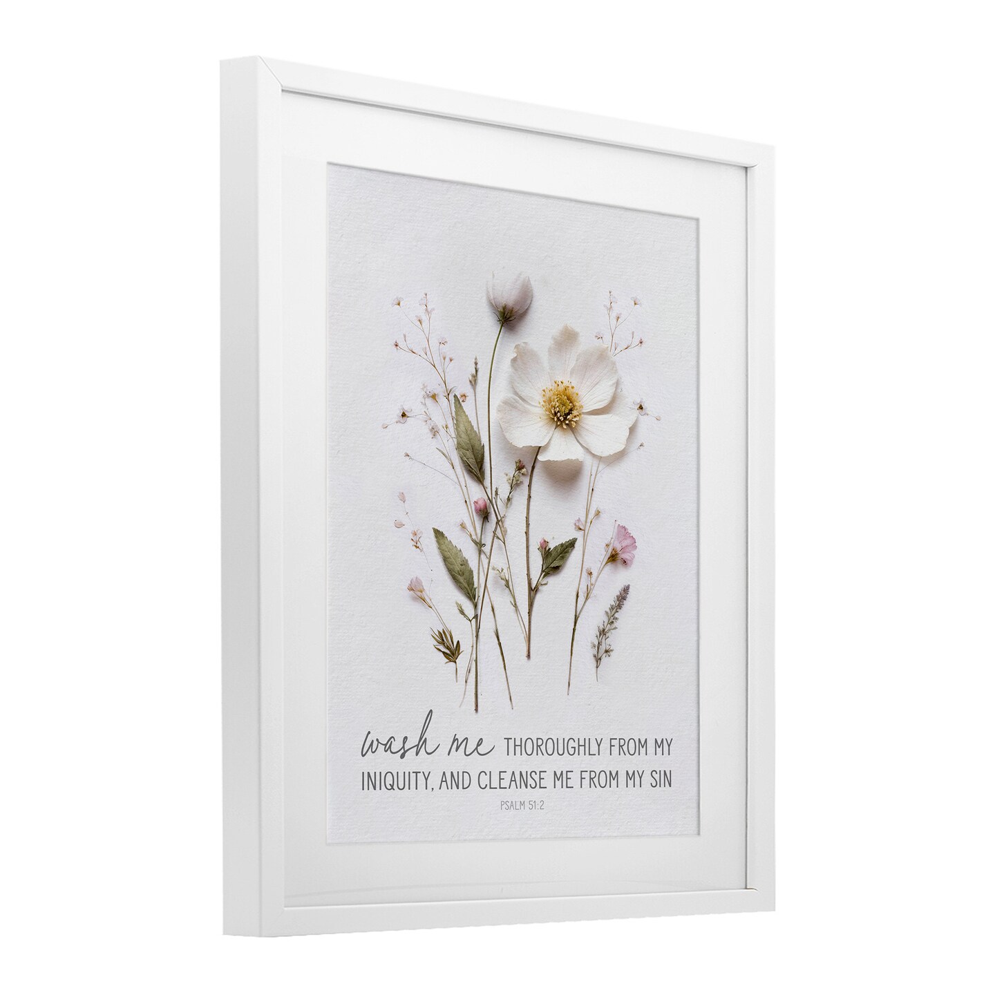 Stupell Industries Pressed Flower Proverb Framed Print Under Glass, design by Lettered and Lined