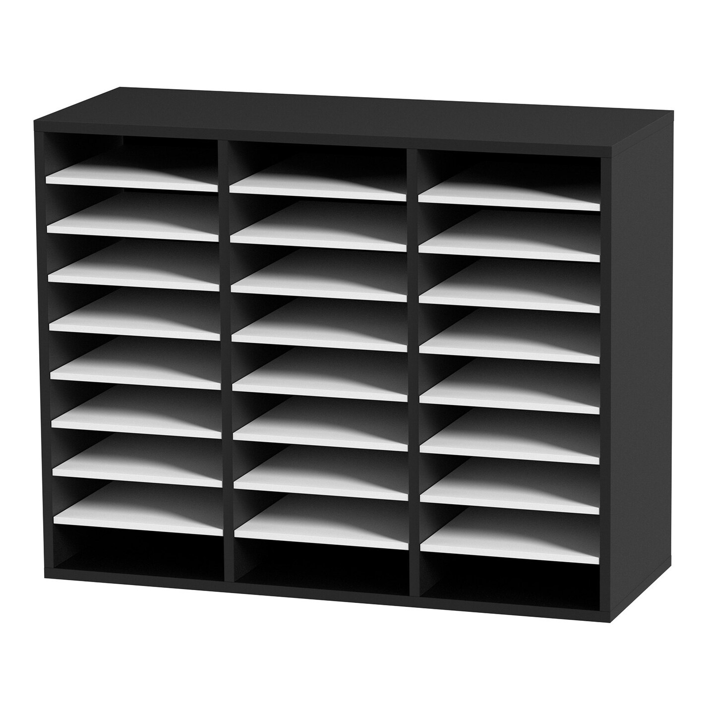 Wood Literature Organizer File Sorter with Removable Shelves Mailbox Slots for Office