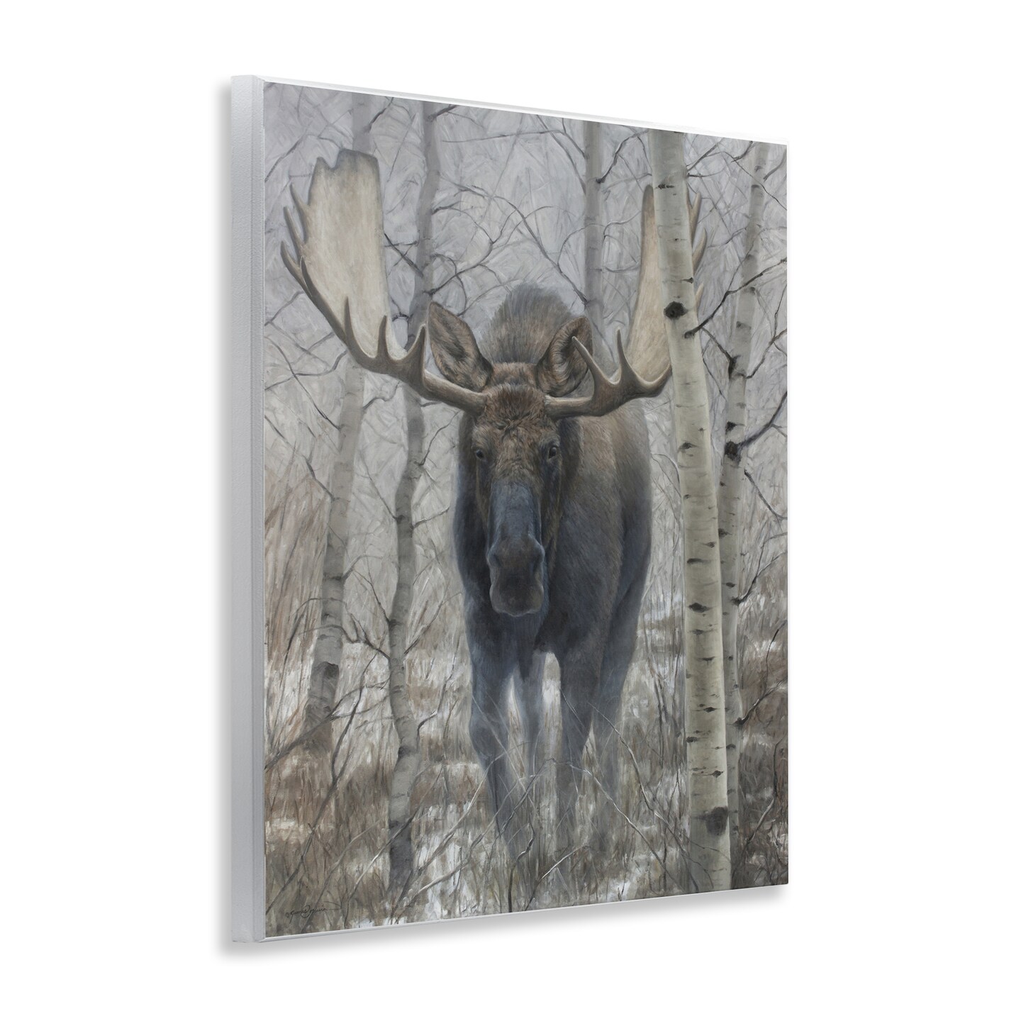 Stupell Industries Moose in Winter Birch Forest Wall Plaque, design by James Corwin