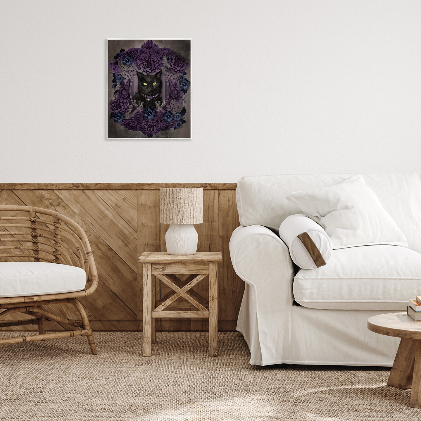 Stupell Industries Black Cat with Gothic Florals Wall Plaque, design by Lori Mosley