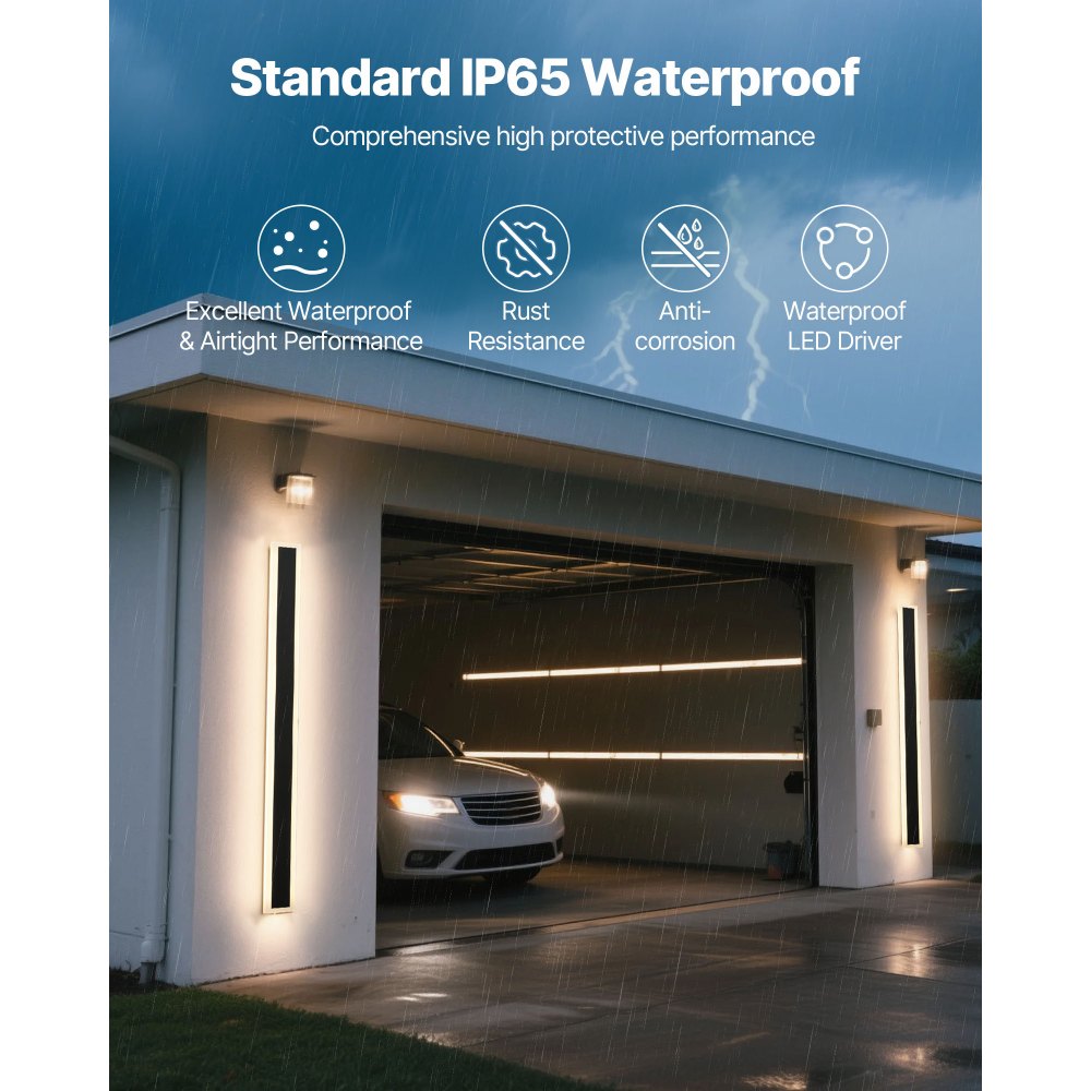 Black-White Aluminum Outdoor Wall Light 47.2in Adjustable 2700K-6000K IP65 LED 2 Piece