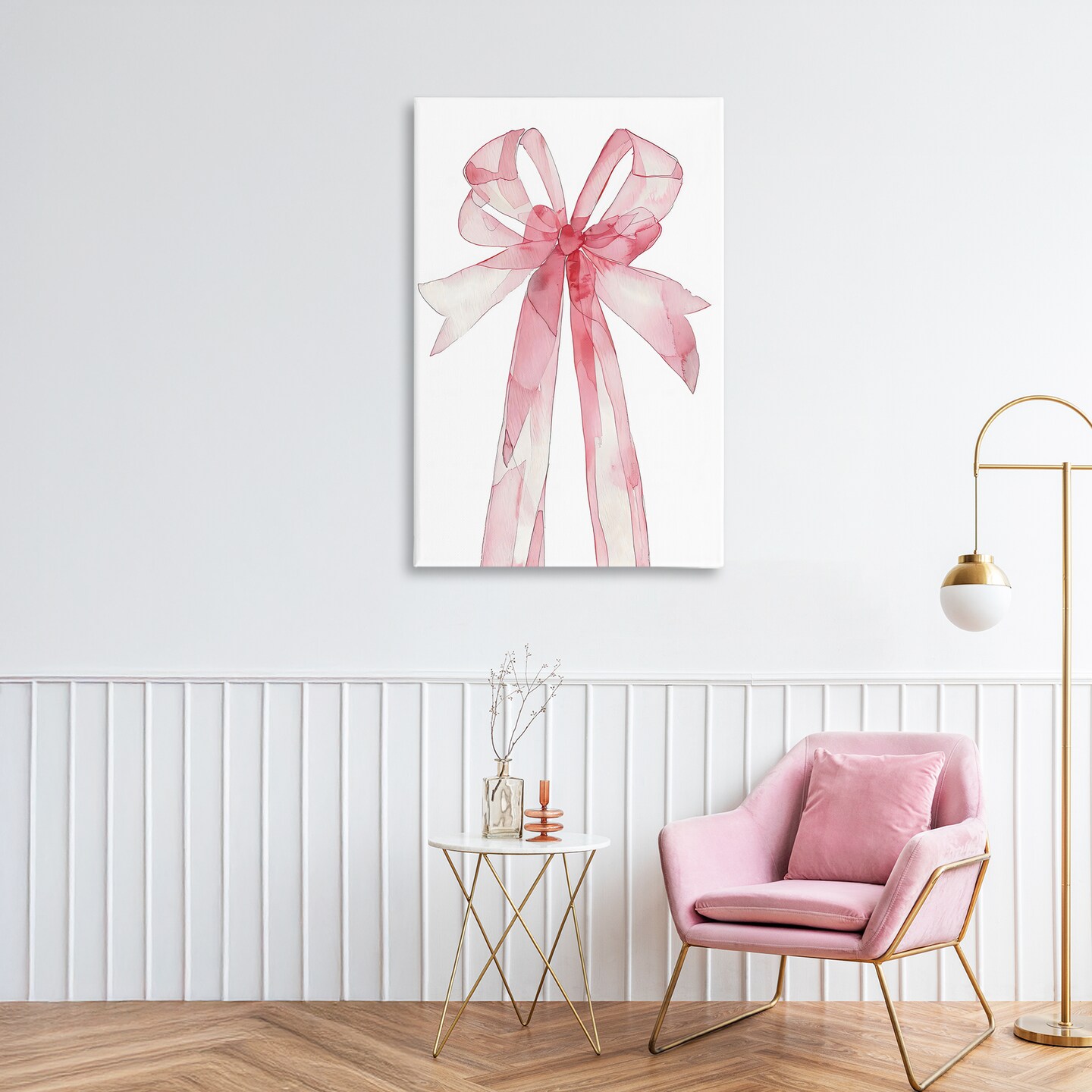 Stupell Industries Coquette Pink Bow Illustration Canvas, design by LSR Design Studio