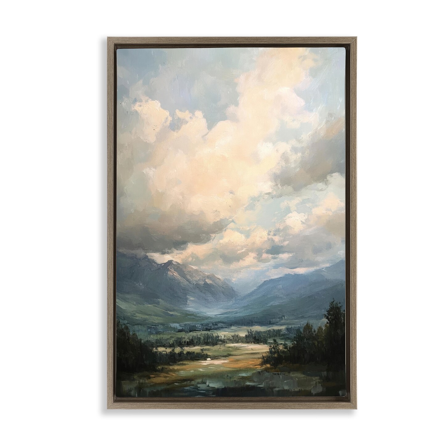 Stupell Industries Split Heavens Cloudy Meadow Floating Frame, design by Petal Prints Design