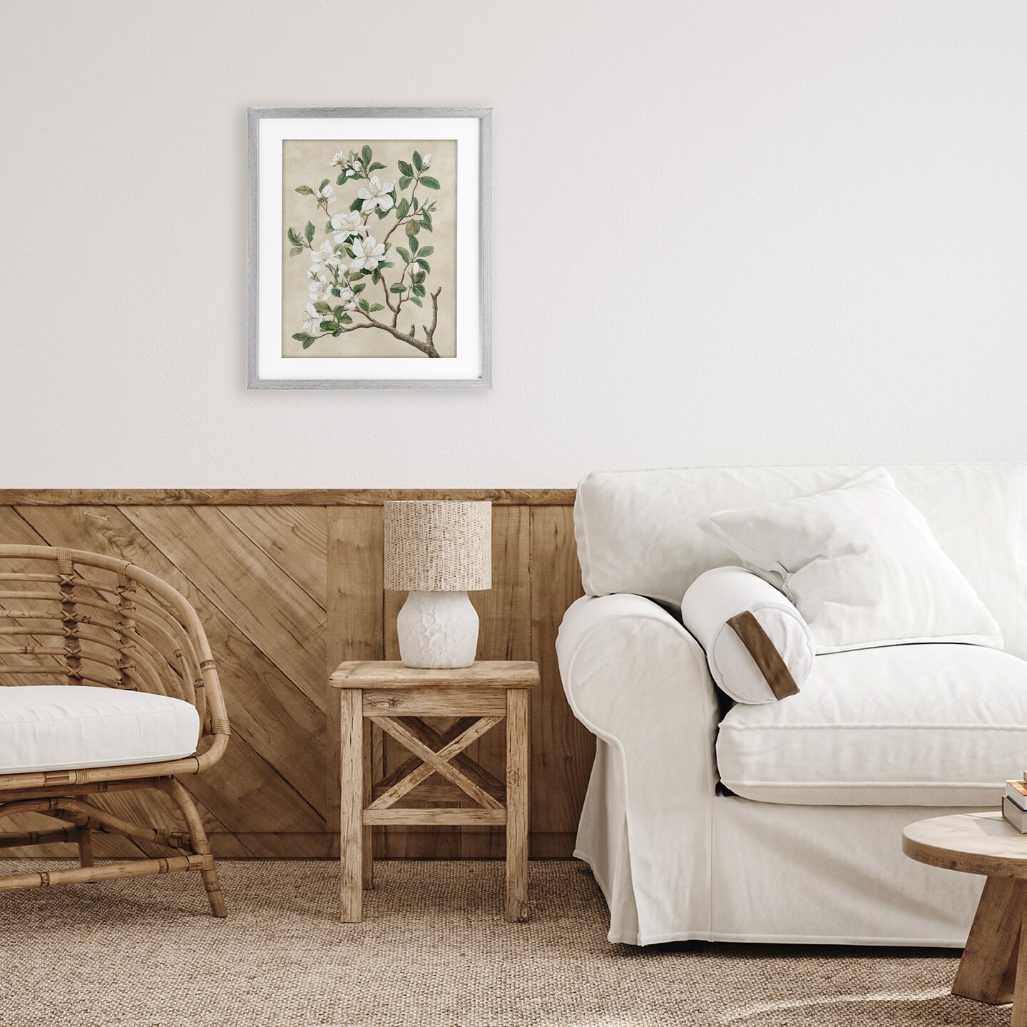 Stupell Industries Vintage White Blossomed Tree Framed Print Under Glass, design by Petal Prints Design