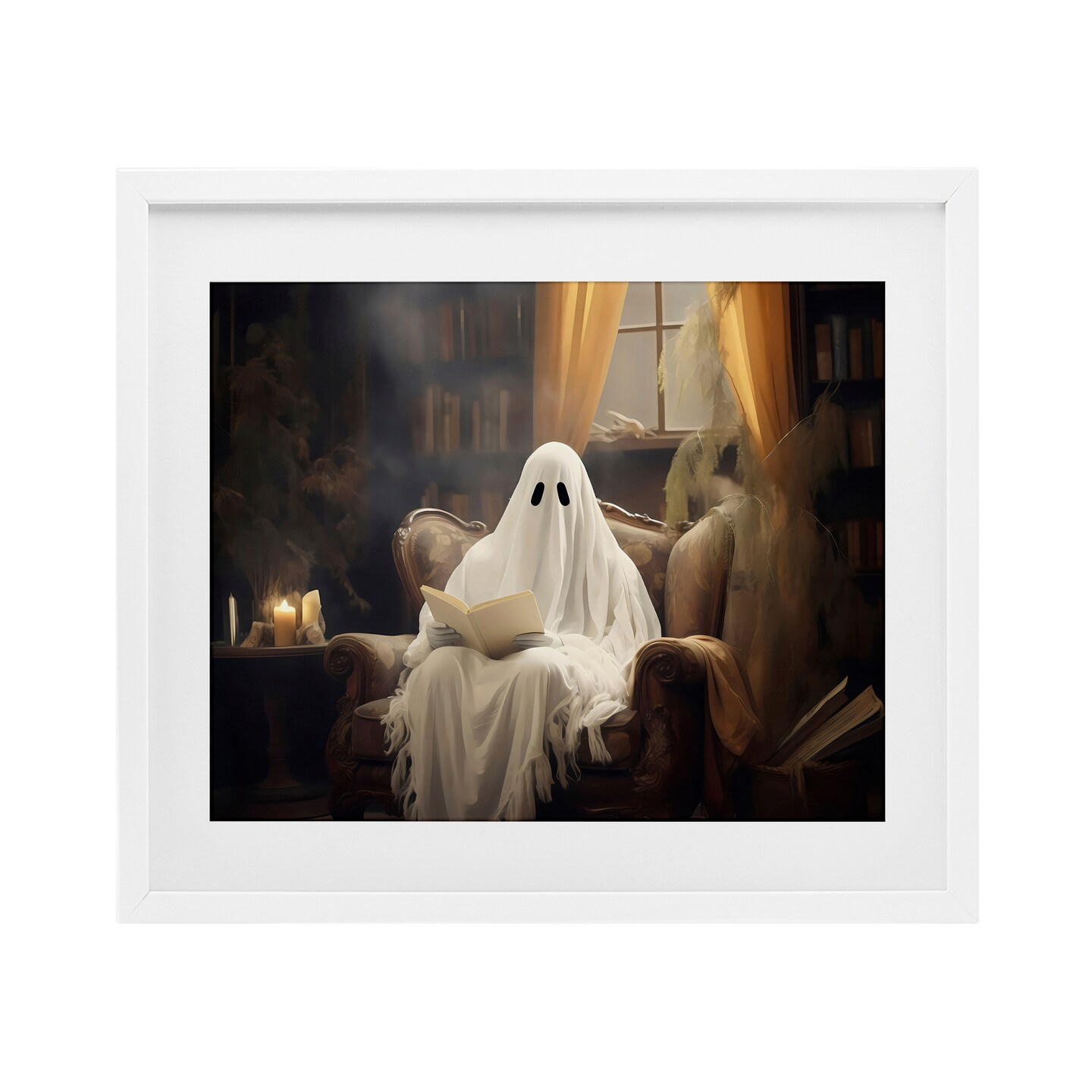 Stupell Industries Peaceful Reading Ghost Framed Print Under Glass, design by LSR Design Studio