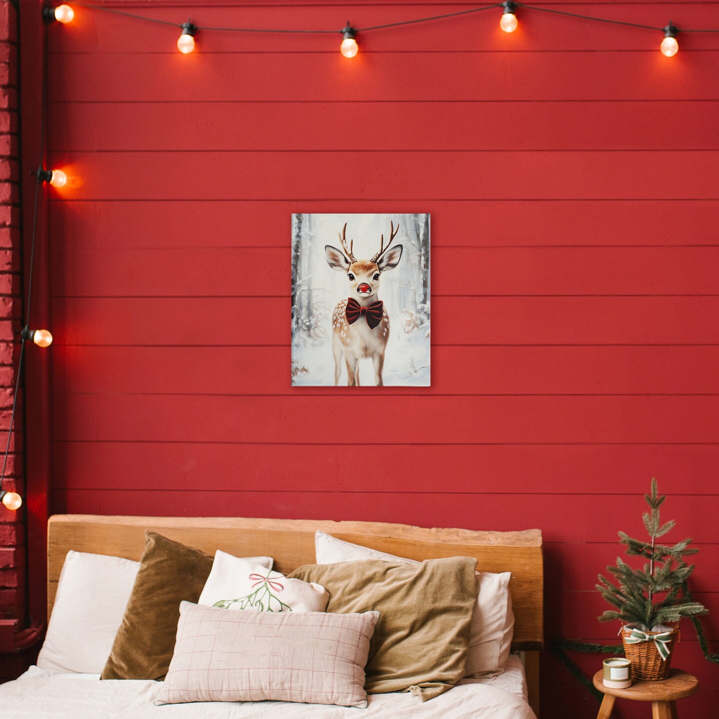 Stupell Industries Baby Reindeer with Red Nose Canvas, design by Arlington Prints