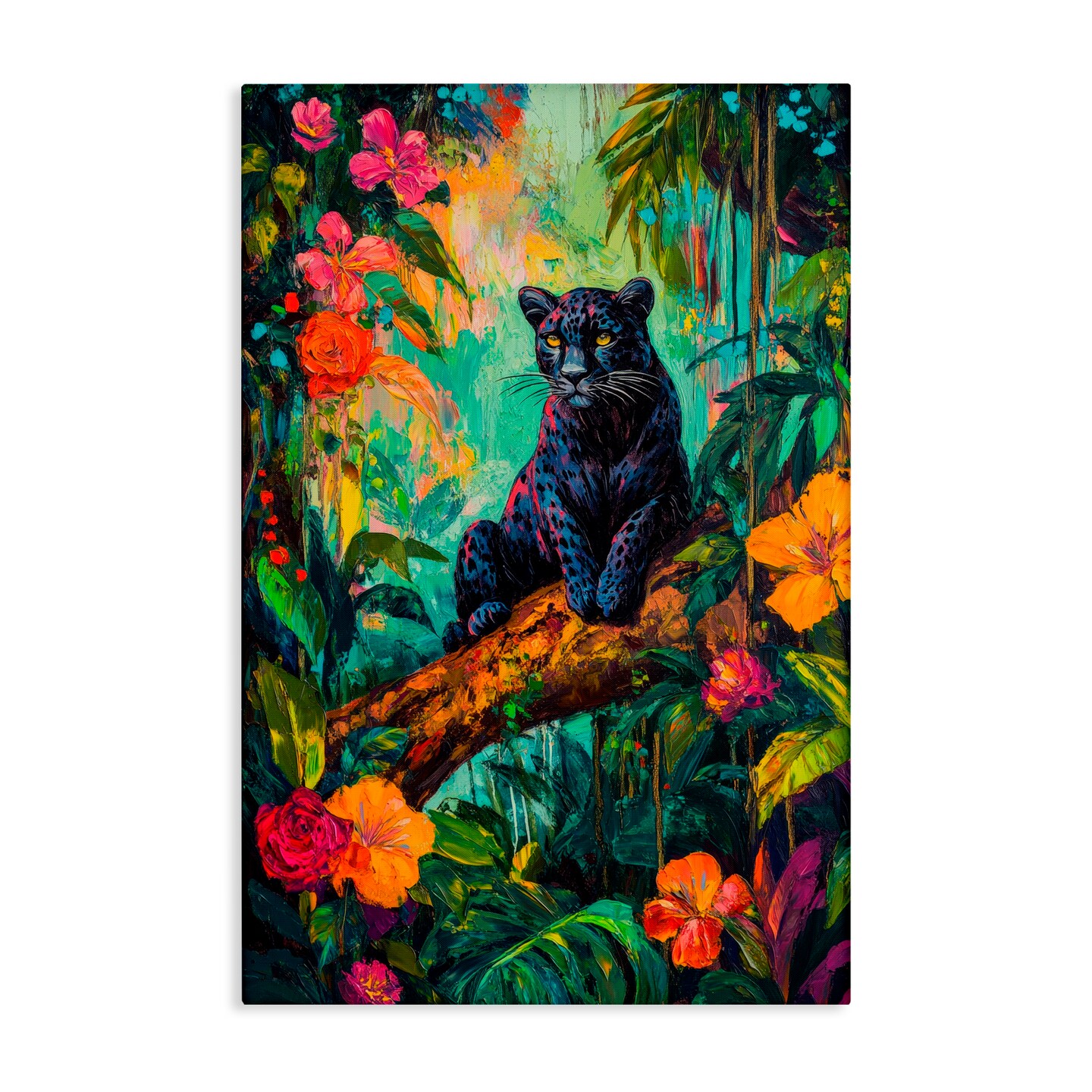 Stupell Industries Wild Side Black Leopard Canvas, design by Petal Prints Design