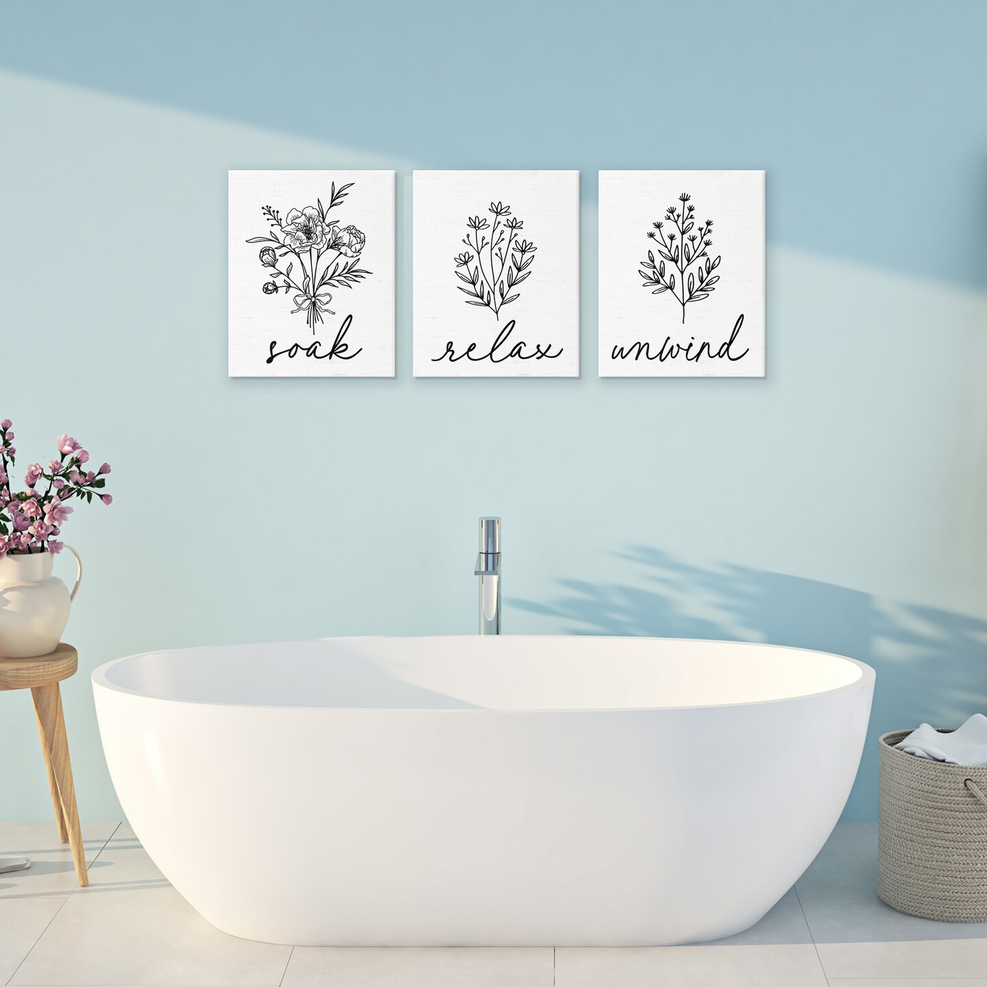 Stupell Industries Bathroom Herbs for Relaxation 3pc Canvas Set, design by Lettered and Lined