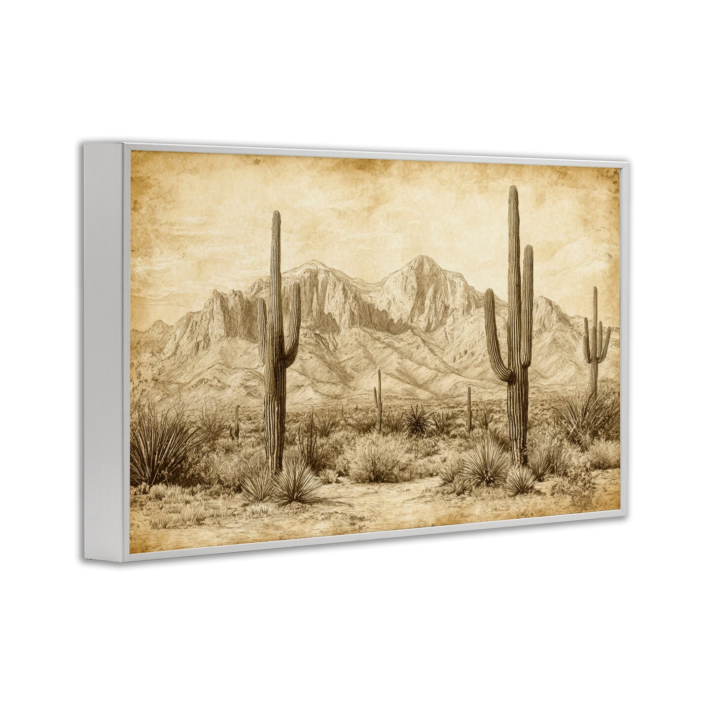 Stupell Industries The Desert Sepia Landscape Framed Giclee, design by Petal Prints Design