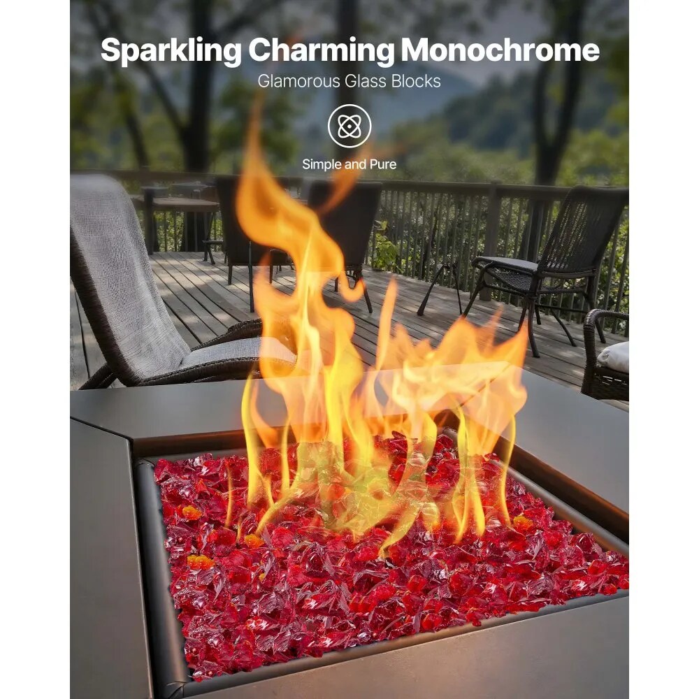 10 LB Fire Glass for Fire Pit Table High Temperature Resistant Reflective Rocks