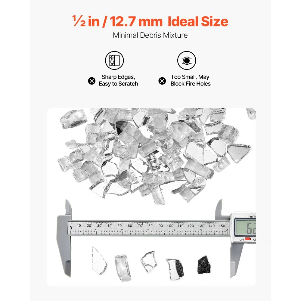 Fire Glass 10 LBS High Temp Resistant Fireplace Rocks Smokeless Firepit Clear