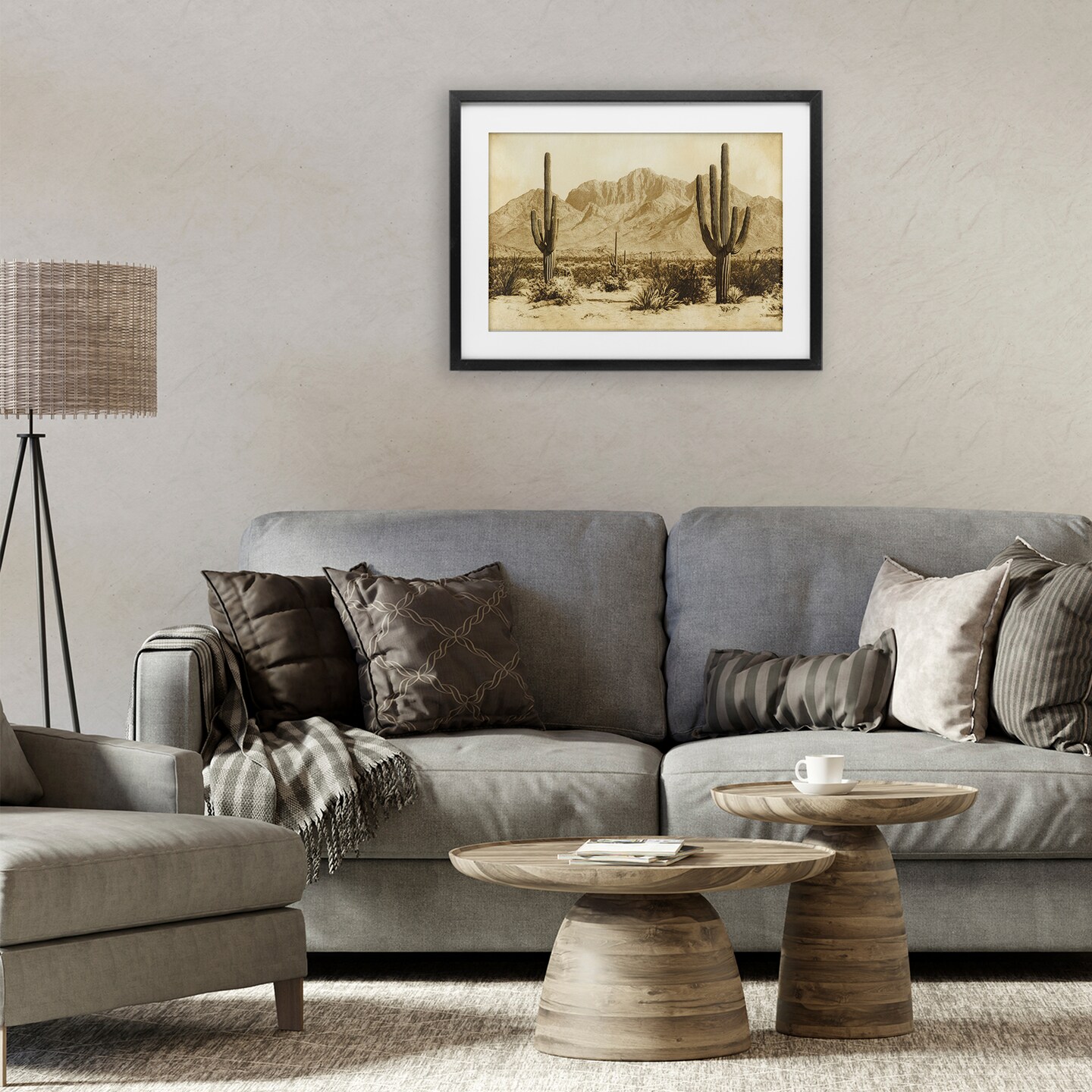 Stupell Industries Desert Landscape Vintage Sepia Framed Print Under Glass, design by Petal Prints Design