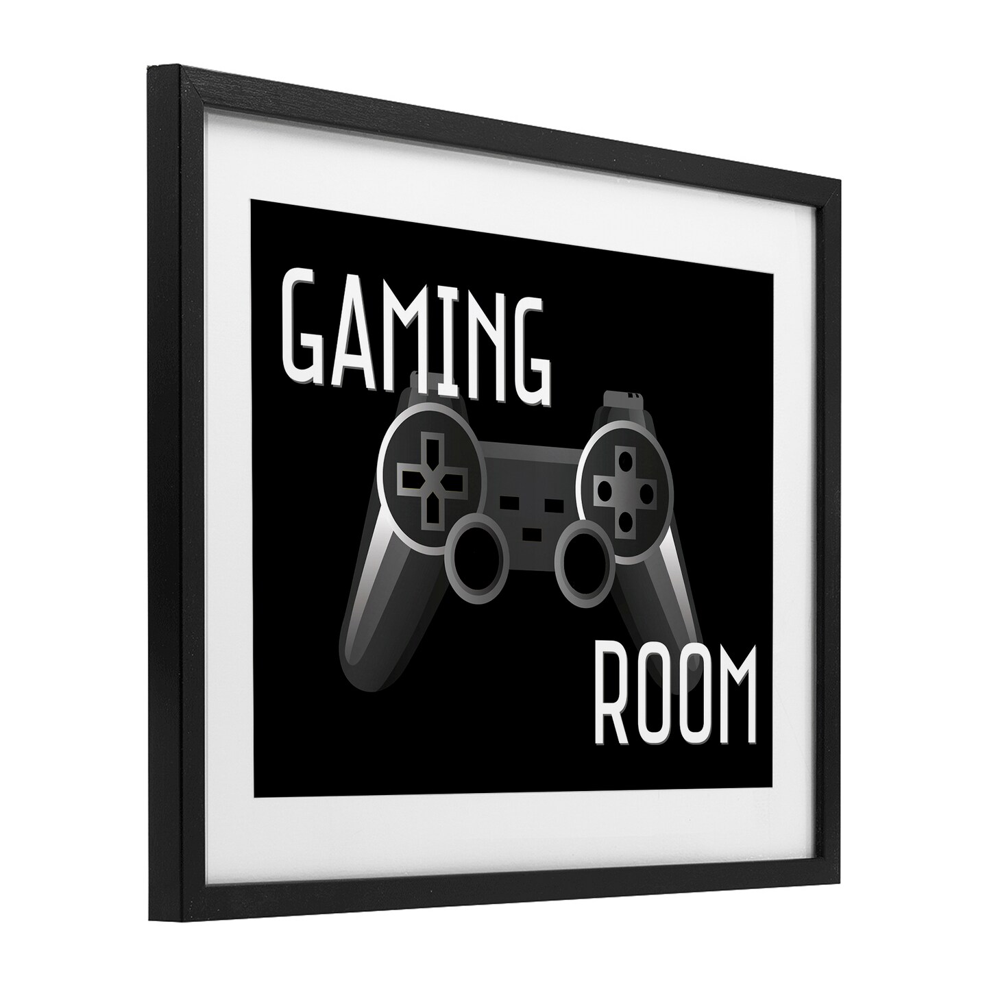 Stupell Industries Gaming Room Black Controller Framed Print Under Glass, design by Kim Allen