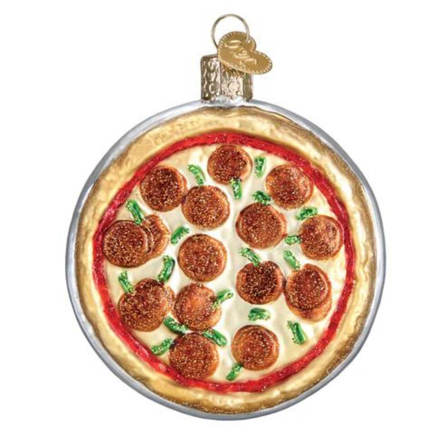 Old World Christmas 3.5 Inch Pizza Pie Christmas Tree Ornament , Deep Dish Pepperoni
