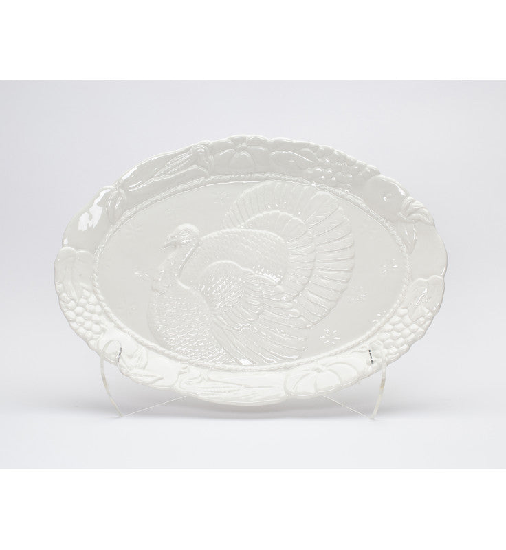 Ceramic White Turkey Platter, Home D&#xE9;cor, Gift for Her, Gift for Mom, Farmhouse Kitchen D&#xE9;cor, Fall D&#xE9;cor, Thanksgiving D&#xE9;cor
