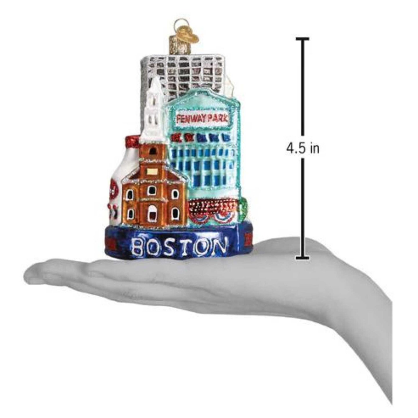 Old World Christmas 4.5 Inch Boston City Christmas Tree Ornament , Ornament Massachusetts Fenway