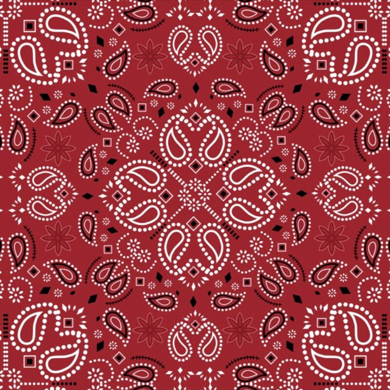 Bandana Handkerchief Red Anti-Pill Premium No-Sew Throw Fleece Fabric Kit (50x60)