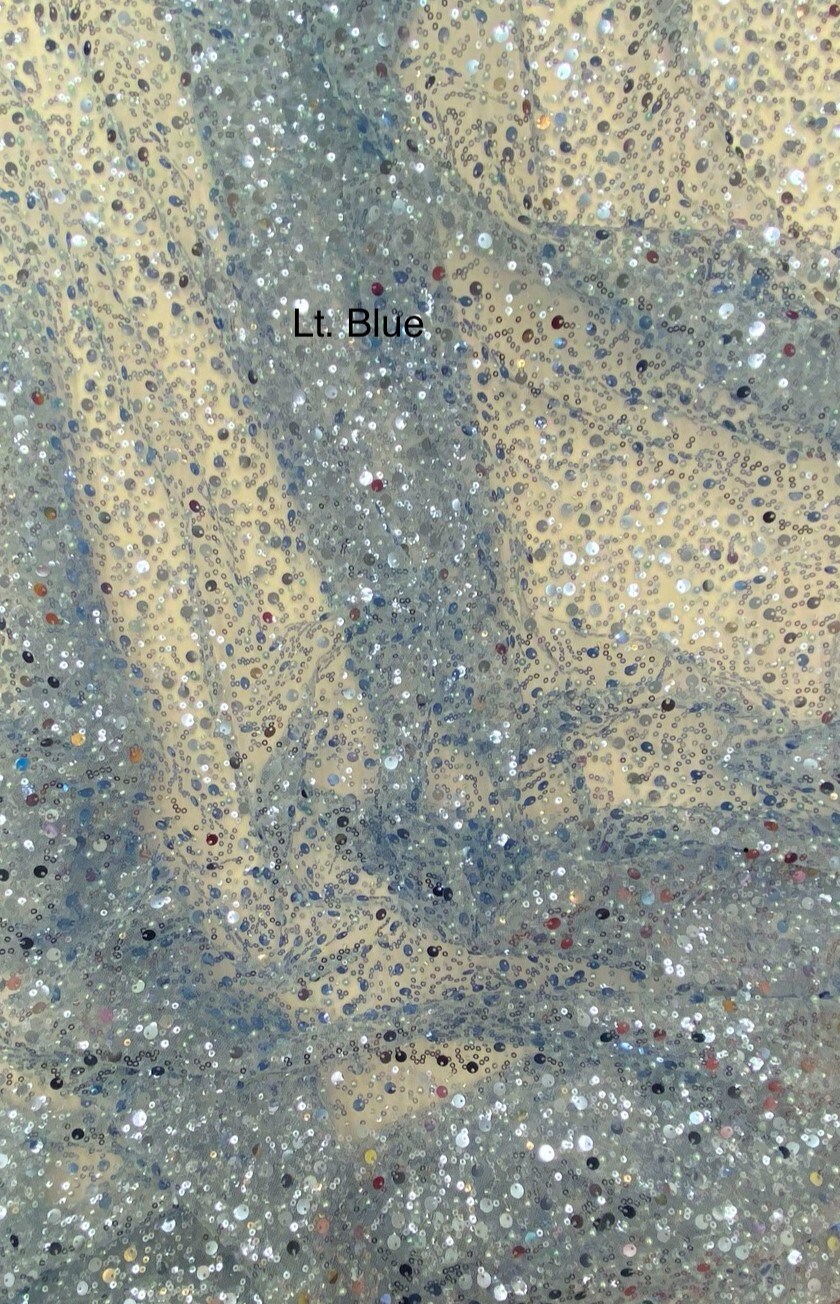 1 Yard Light Blue Beaded Lace Fabric Mesh For Formal Dresses And Costumes