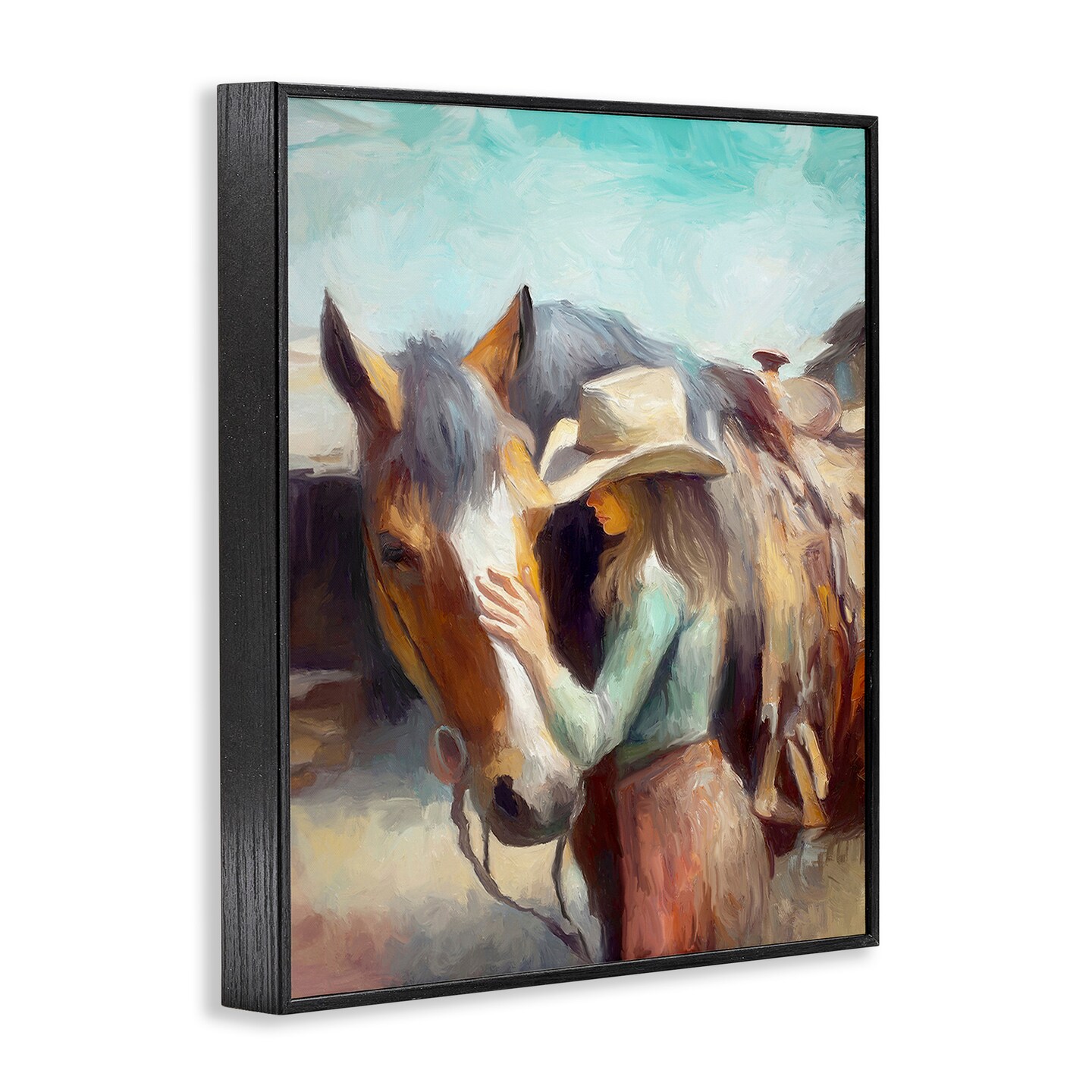 Stupell Industries Cowgirl Petting Horse Framed Giclee Design By Ramona Murdock