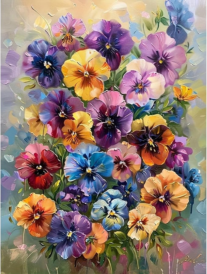 Flowers Diamond Painting Kits for Adults-Flowers Diamond Art Kits for Adults Beginner,DIY Full Drill Gem Art for Home Wall Decor(12x16inch)