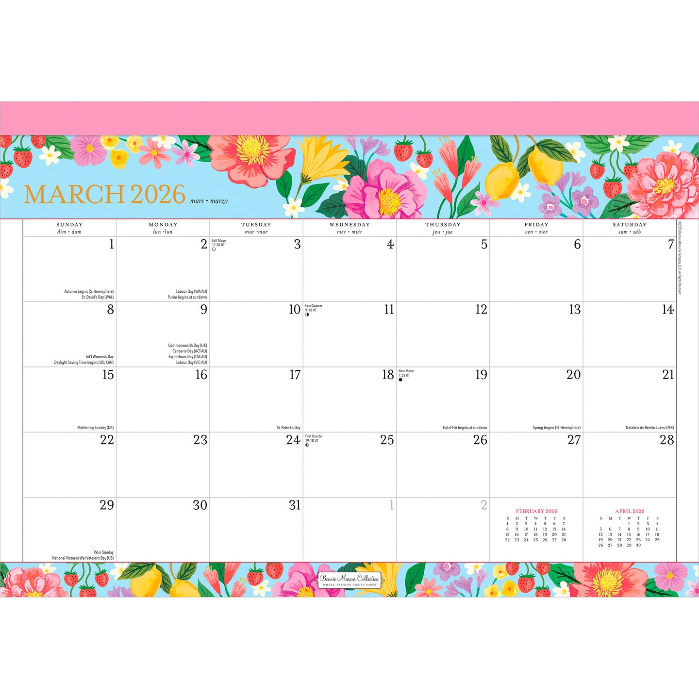 Bonnie Marcus OFFICIAL | 2026 15.5 x 11 Inch Monthly Desk Pad Calendar