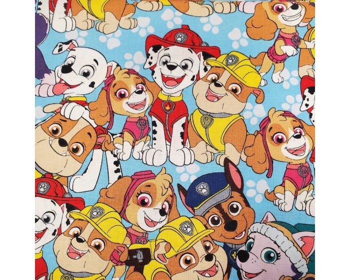 Paw Patrol Buddies Blue Cotton Fabric | By the Yard | Sewing and Crafting | 44 inches wide