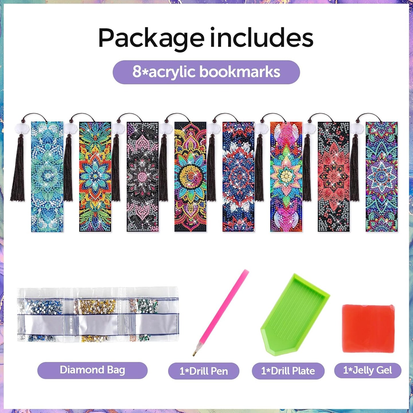 8 Pieces Christian Bible Verse Diamond Painting Bookmarks for Beginners