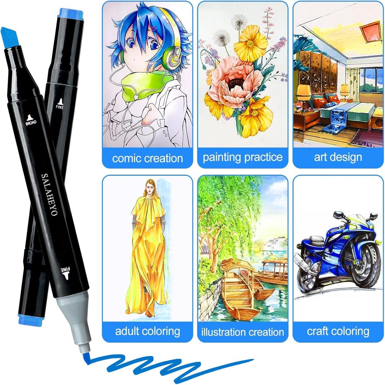 120 Colors Alcohol Markers with Base Art Drawing Markers Set for Adults Painting,Coloring,Sketching, Comics, Illustration- Refillable