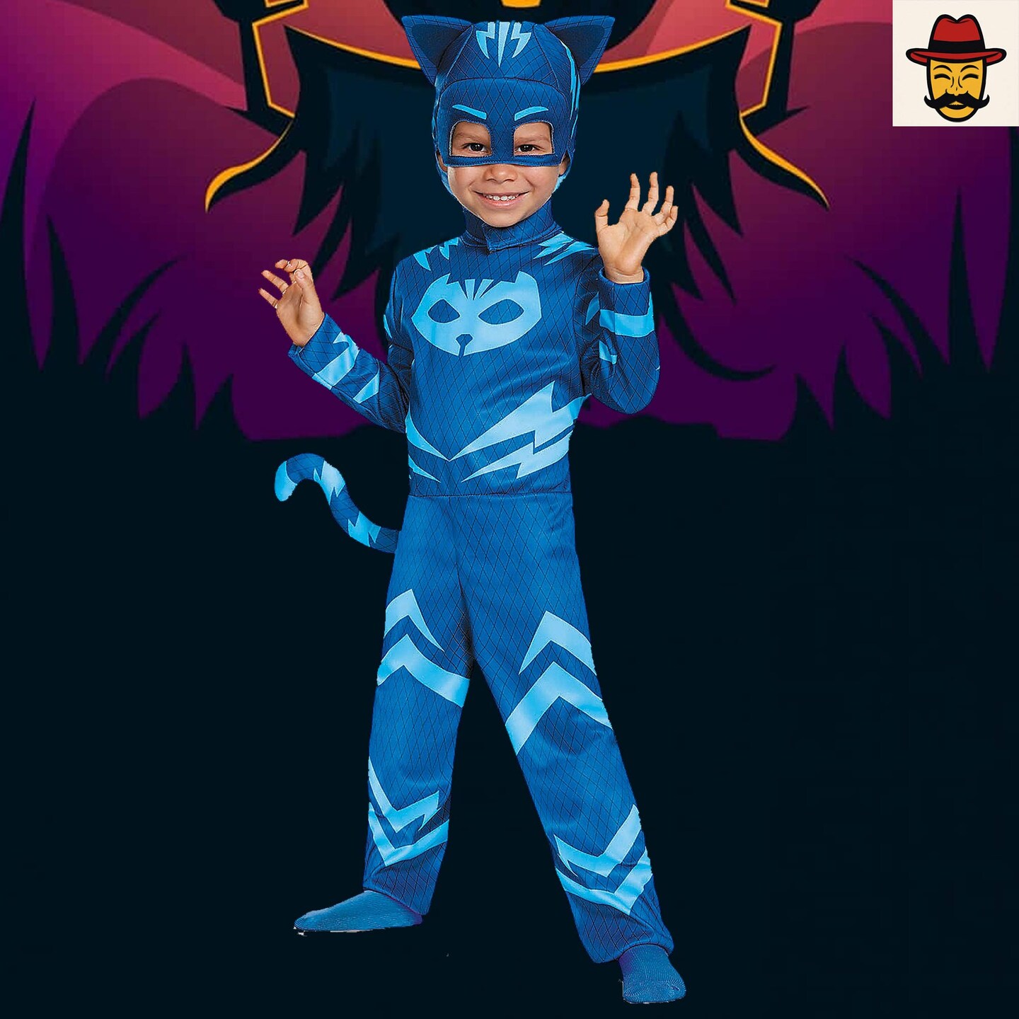 PJ Masks Catboy Costume for Toddlers with Jumpsuit Tail and Headpiece