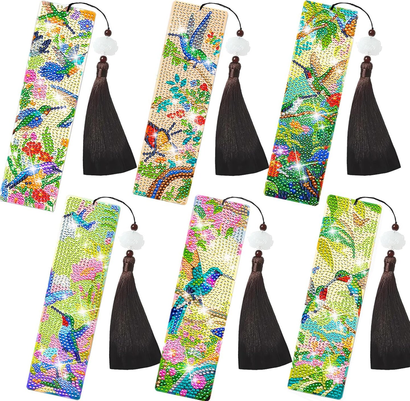 6PCS Diamond Art Bookmarks – Hummingbird DIY Acrylic Diamond Painting Kits for Adults, Book Lovers & Craft Enthusiasts