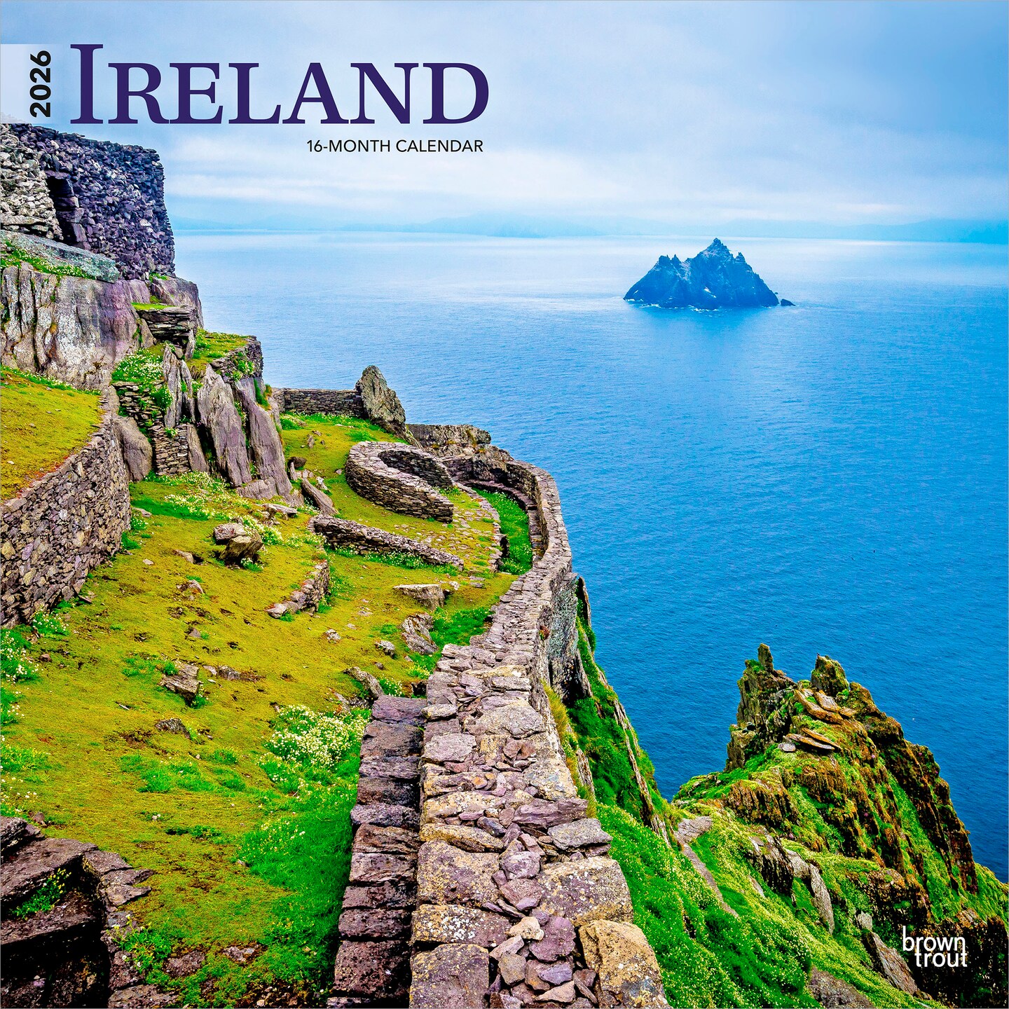 Ireland | 2026 12 x 24 Inch (Hanging) Monthly Square Wall Calendar | Plastic-Free