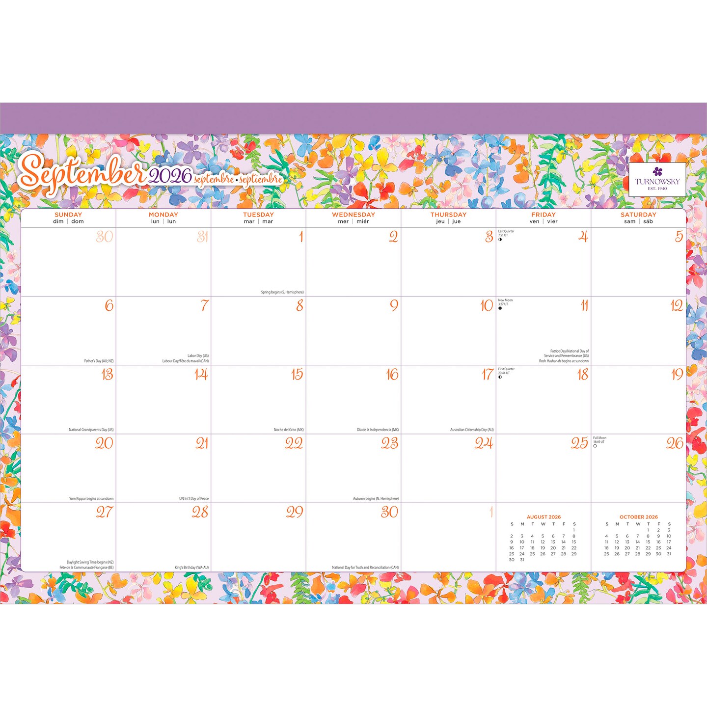 House of Turnowsky OFFICIAL | 2026 17 x 12 Inch Monthly Desk Pad Calendar