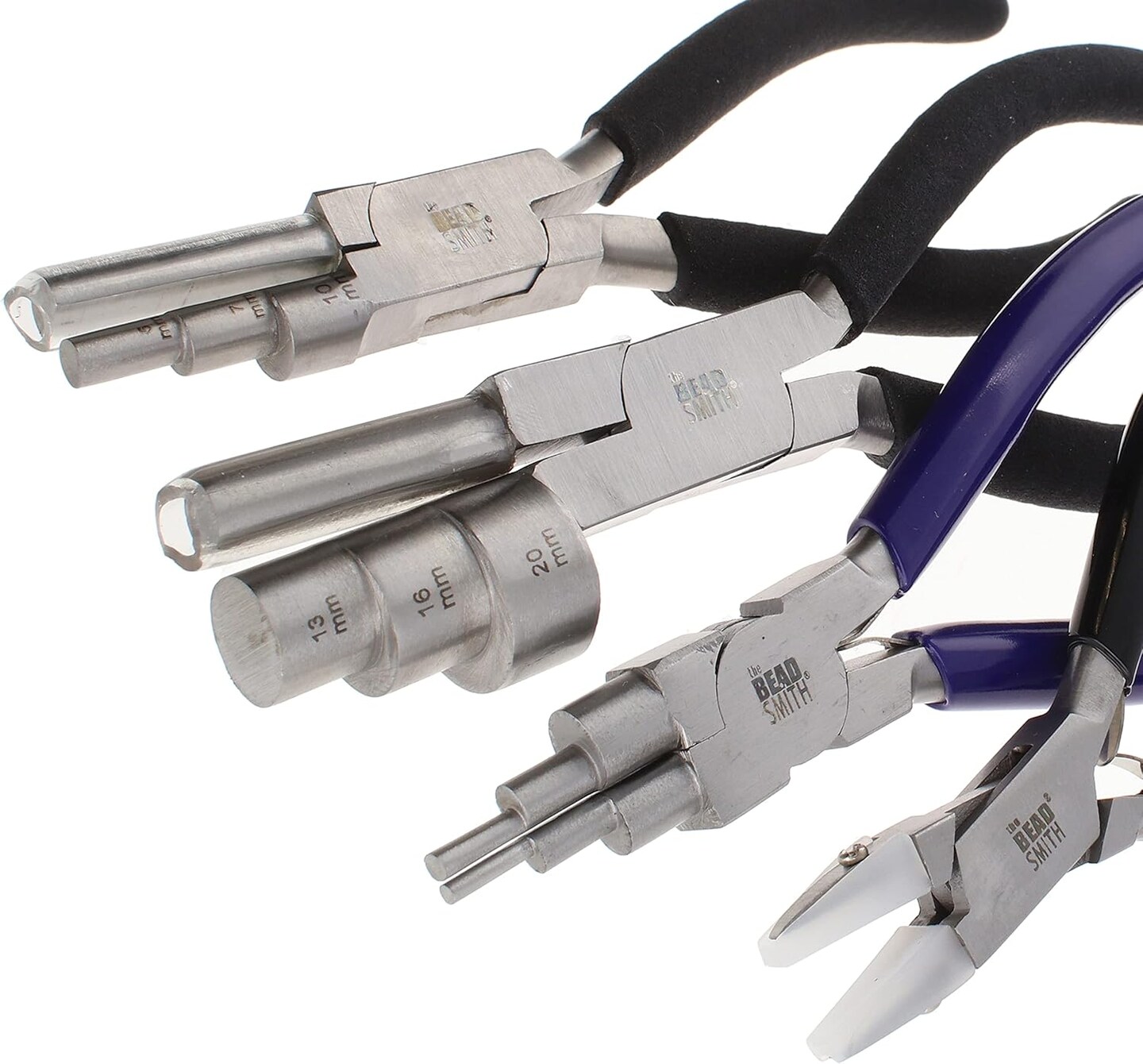 The Beadsmith Wire Working Combo &#x2013; 3 Different Wire Wrapping Bending Pliers and Double Nylon Jaw Chain Nose Pliers &#x2013; Use to Create Loops, Jump Rings &#x26; Protect Wire While Jewelry Making &#x2013; 4 Piece Set