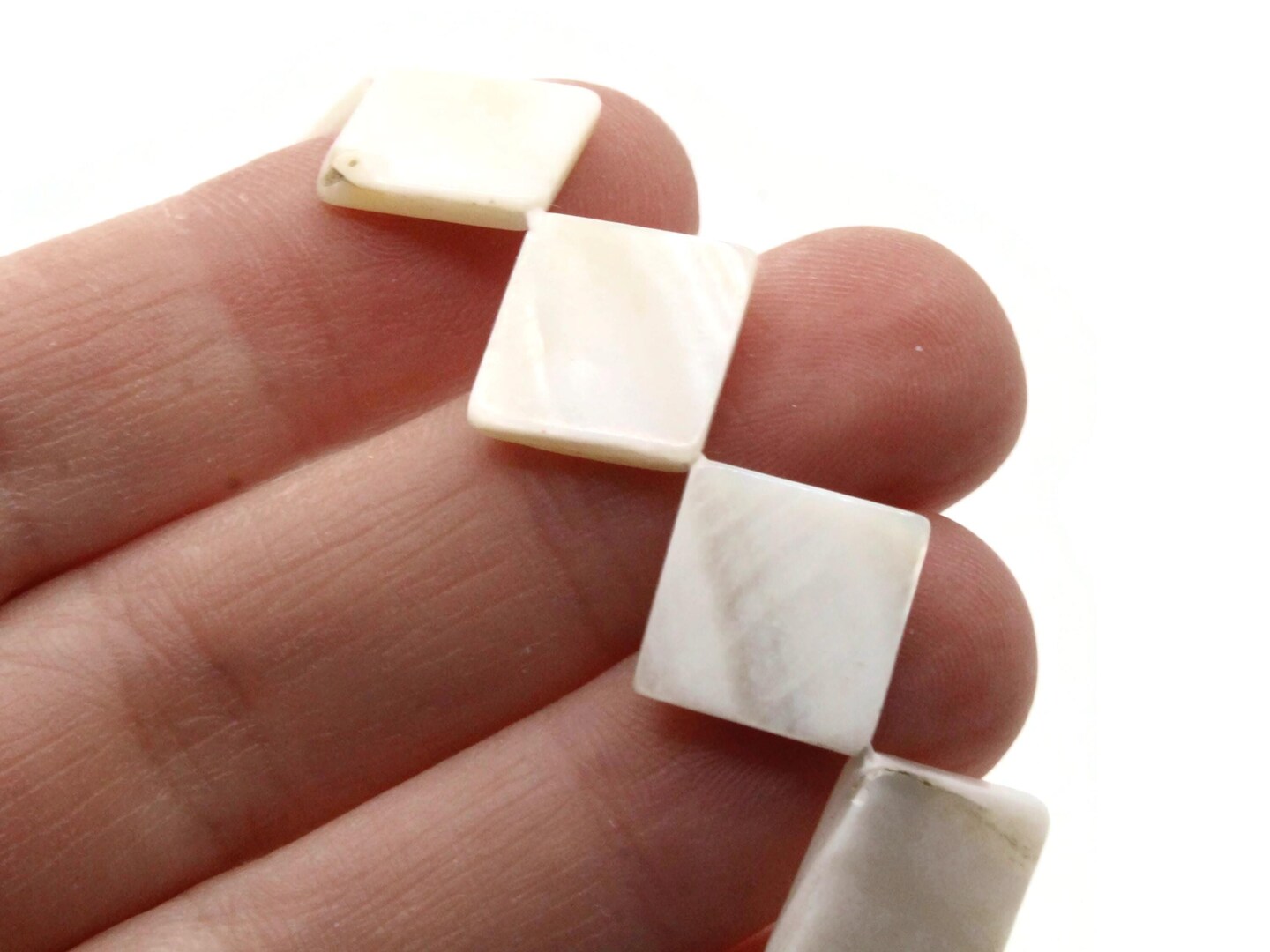 12 16mm White Diamond Seashell Diagonal Drilled Flat Square Beads Natural Shell Beads