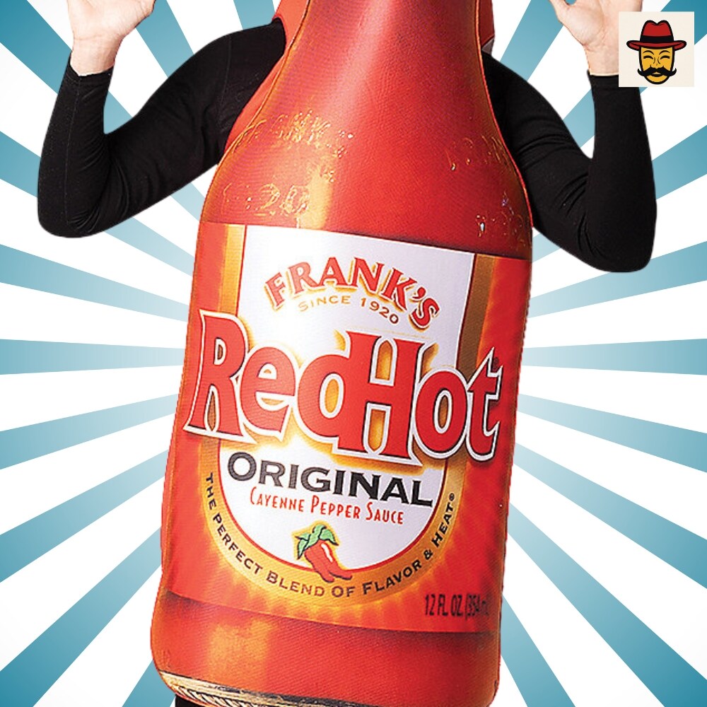 Franks Red Hot Bottle Costume Featuring a Photorealistic Foam Tunic