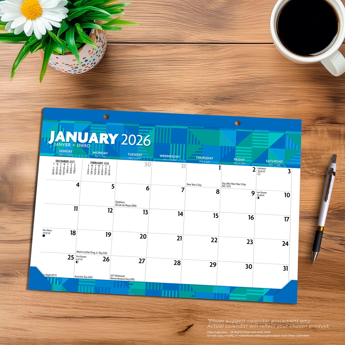 Large Print | 2026 15.5 x 11 Inch Monthly Desk Pad Calendar