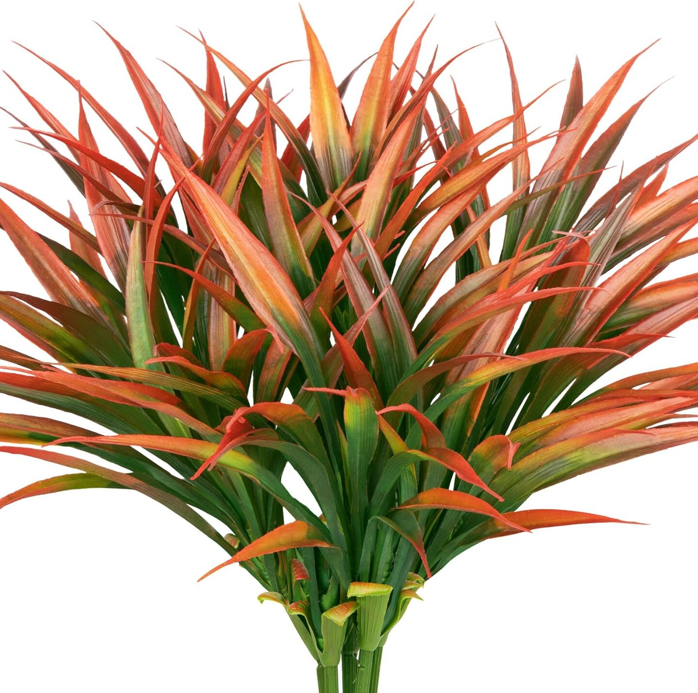 20 Pcs Fake Outdoor Plants Artificial Grass Greenery Stems Faux Plastic Plants UV Resistant for Spring Summer Indoor Outside Garden Planter Pathway Porch Patio Window Home Decor, Orange