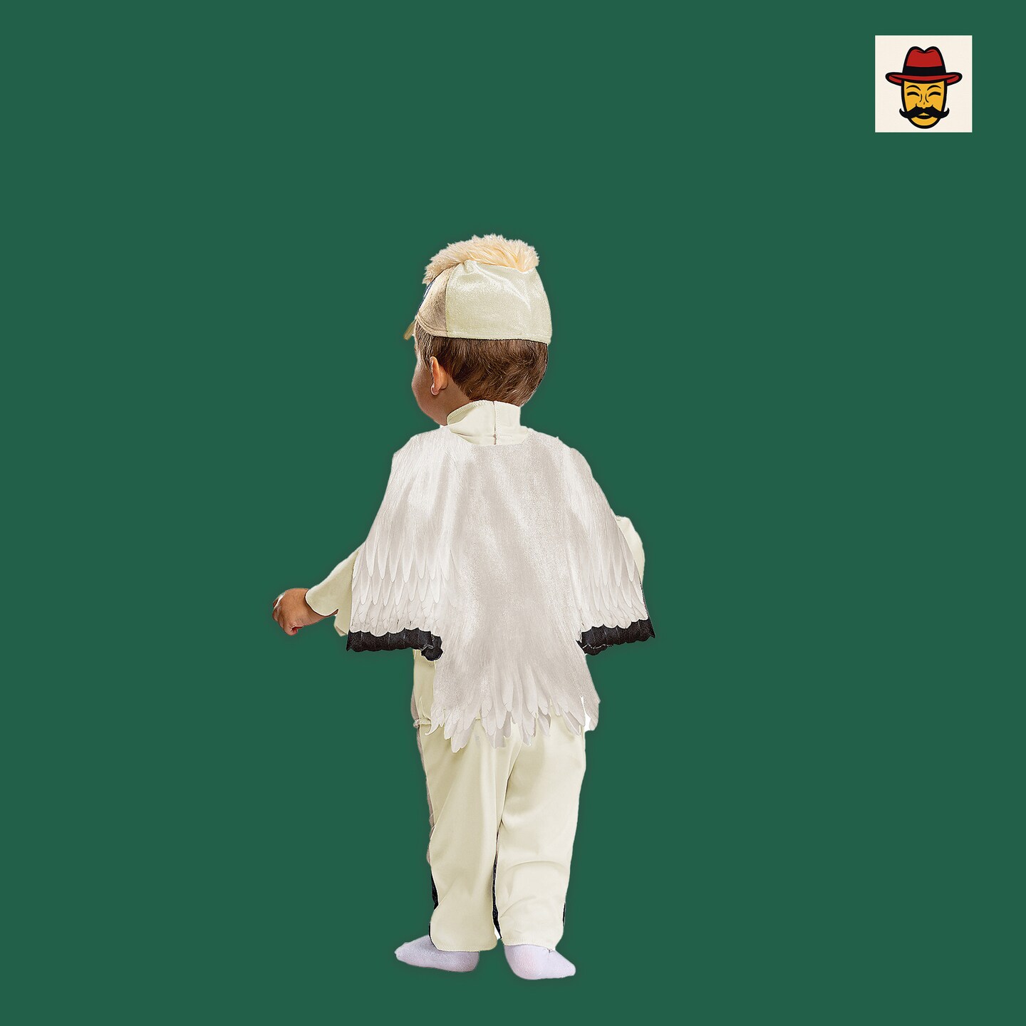 Baby Scuttle Costume, White Top with Wing Cape and Seagull Headpiece