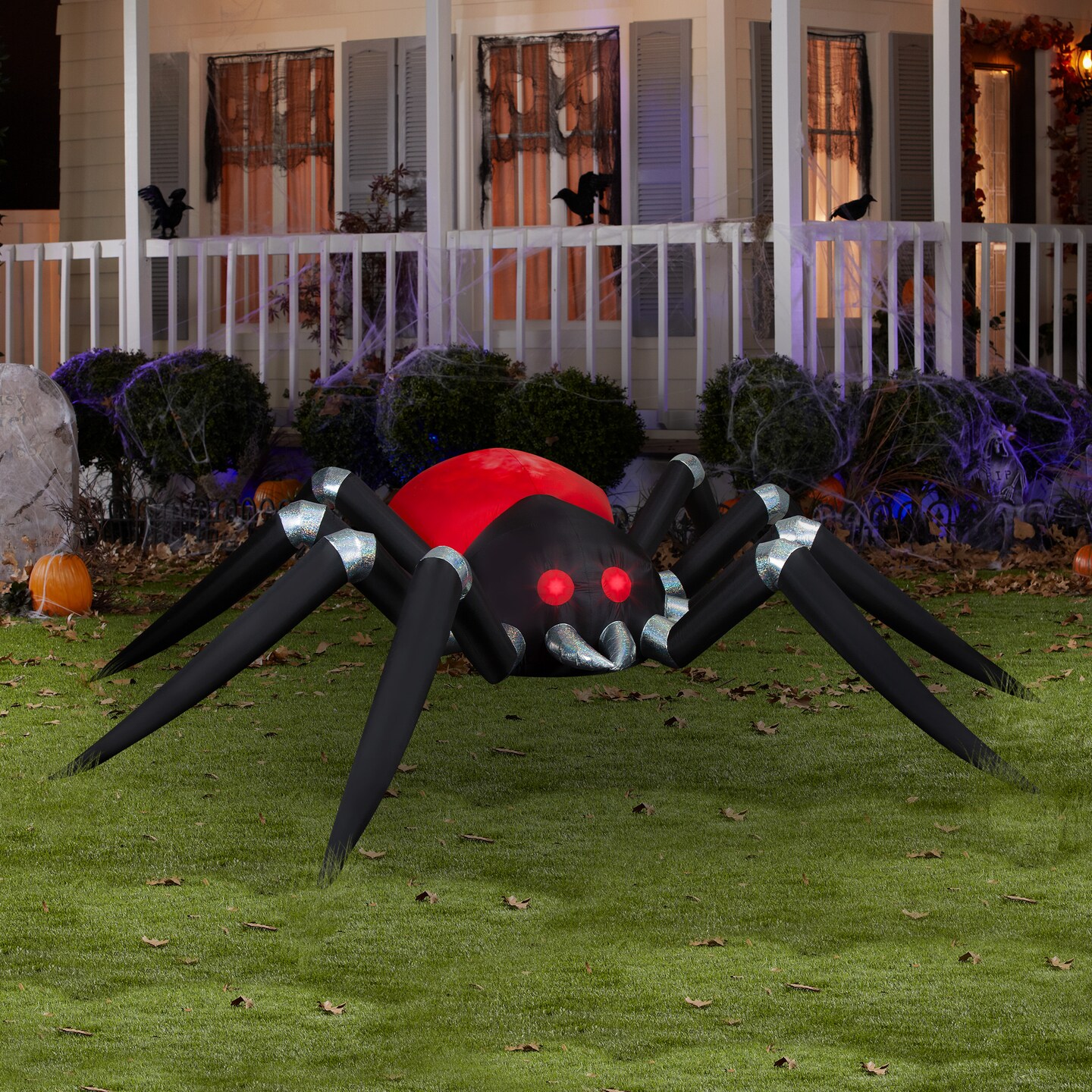 14.5&#x27; Gemmy Airblown Inflatable Colossal Halloween Projection Fire and Ice Black and Red Spider Yard Decoration 551575